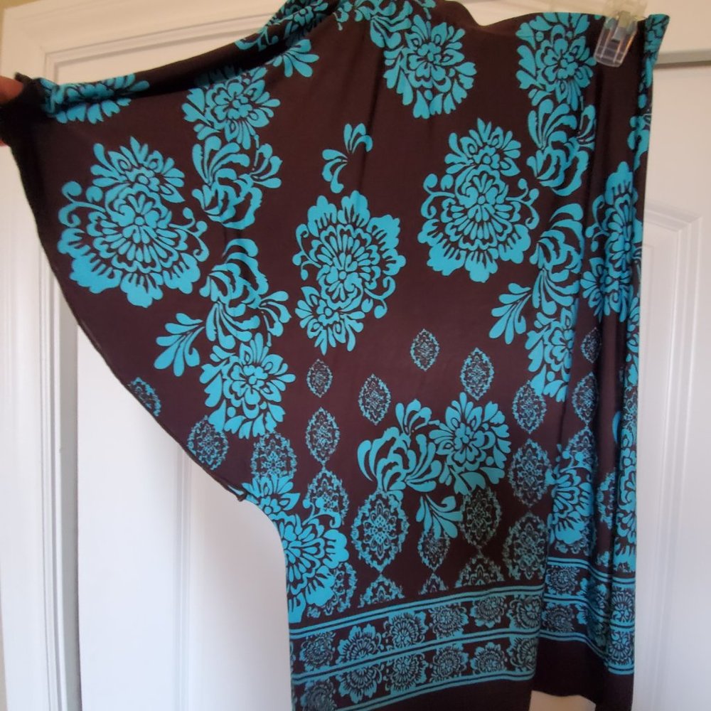 One Shoulder strapless tourquise and brown dreass